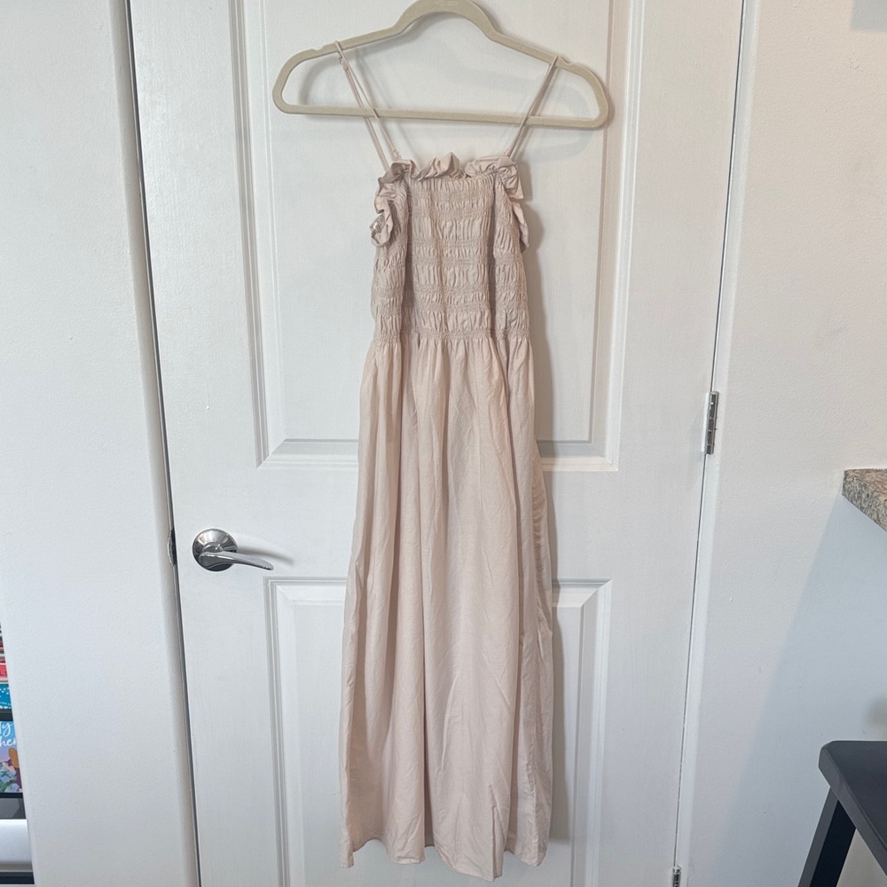 H&M Elegant Cream Smocked Maxi Dress